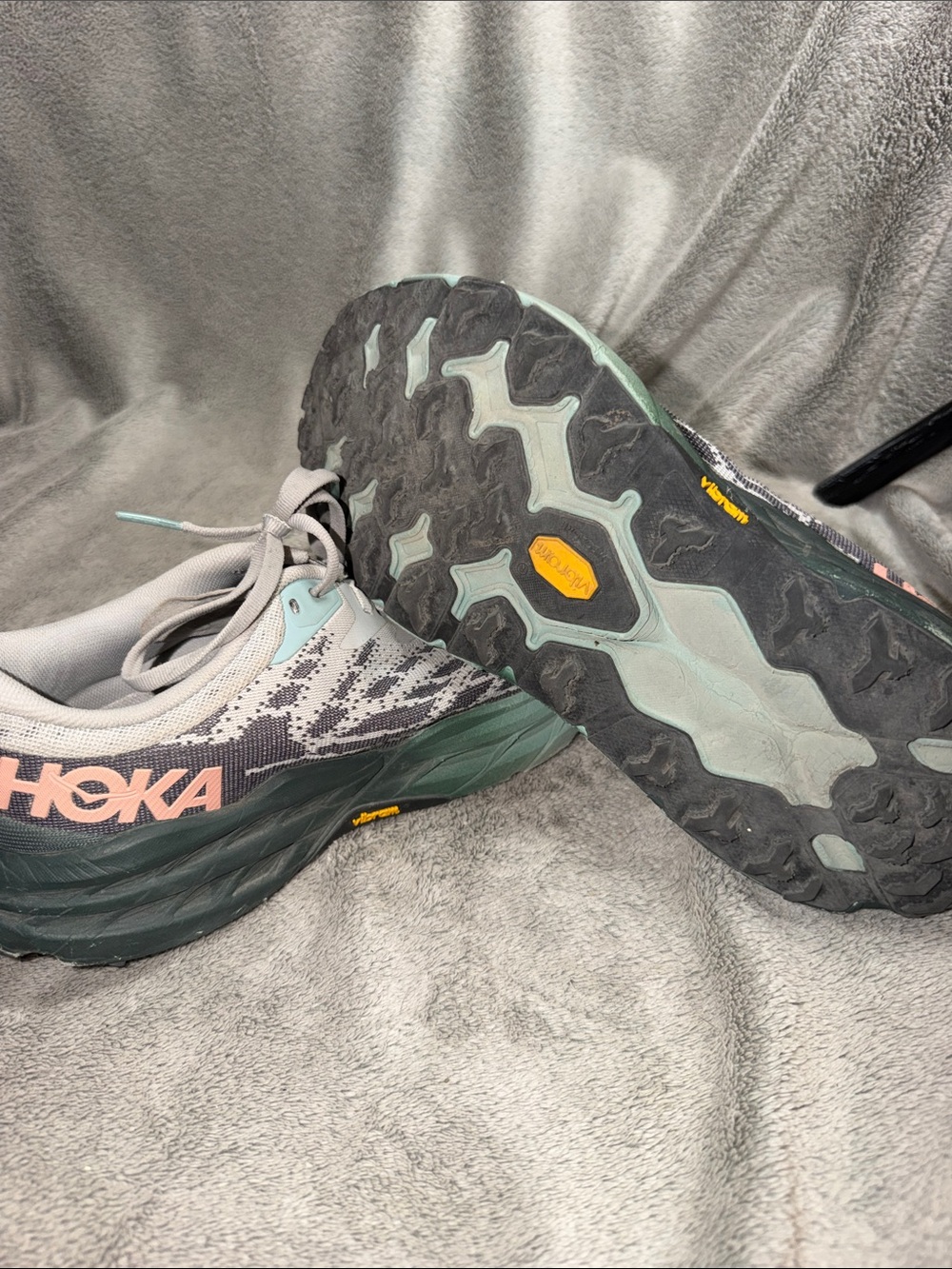 Hoka Women's Gray, Teal & Pink Trail Sneakers